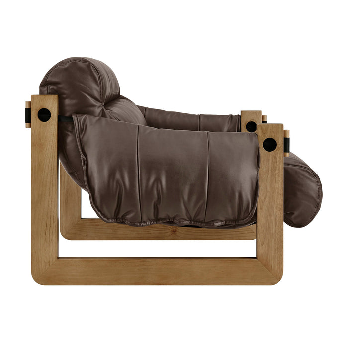 Modway Sorelle Vegan Leather Sling Lounge Chair in Espresso - angled view