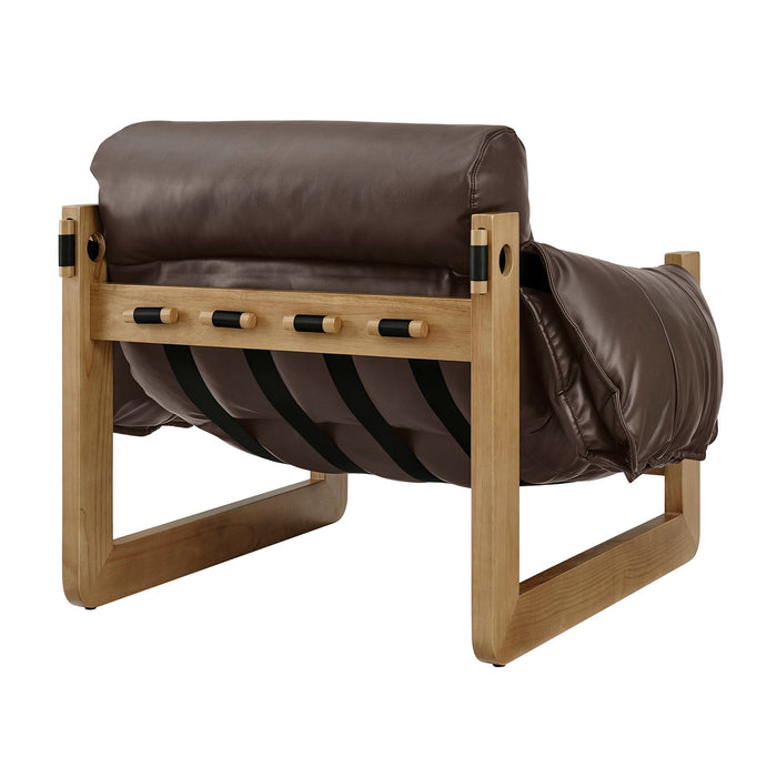 Modway Sorelle Vegan Leather Sling Lounge Chair in Espresso - side view
