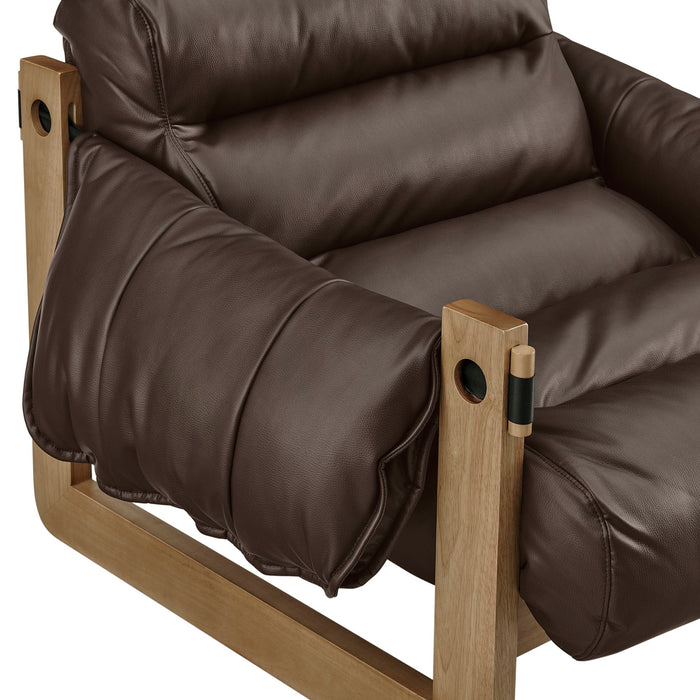 Modway Sorelle Vegan Leather Sling Lounge Chair in Espresso - lifestyle view