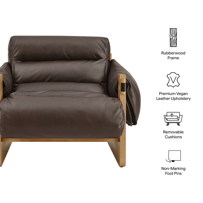 Modway Sorelle Vegan Leather Sling Lounge Chair in Espresso - dimensions and specifications