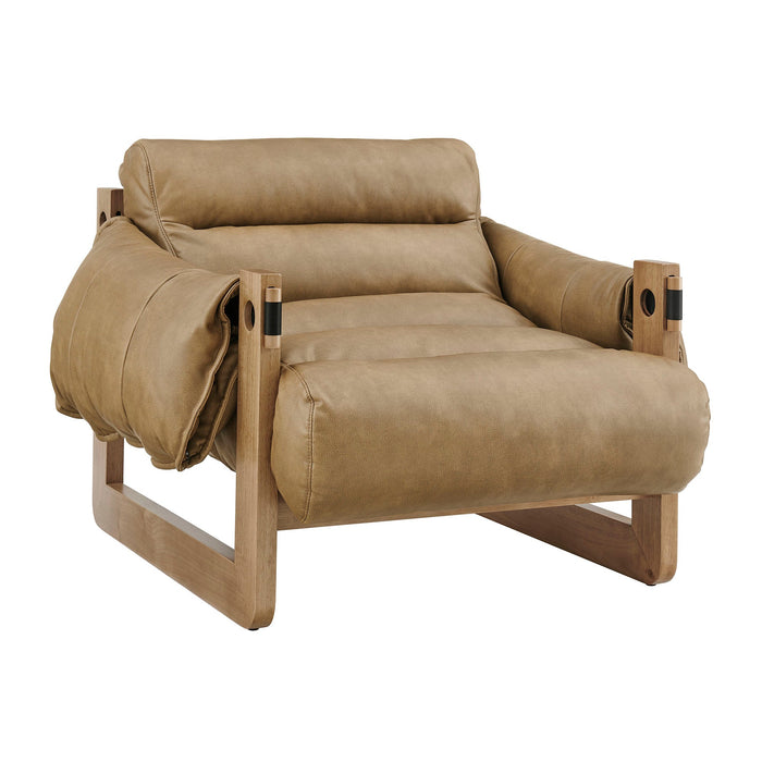 Modway Sorelle Vegan Leather Sling Lounge Chair in Toast - front view