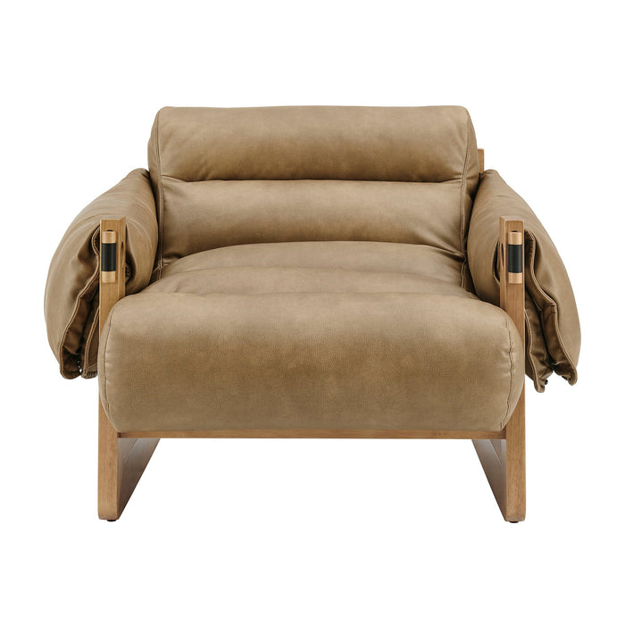 Modway Sorelle Vegan Leather Sling Lounge Chair in Toast - detail view