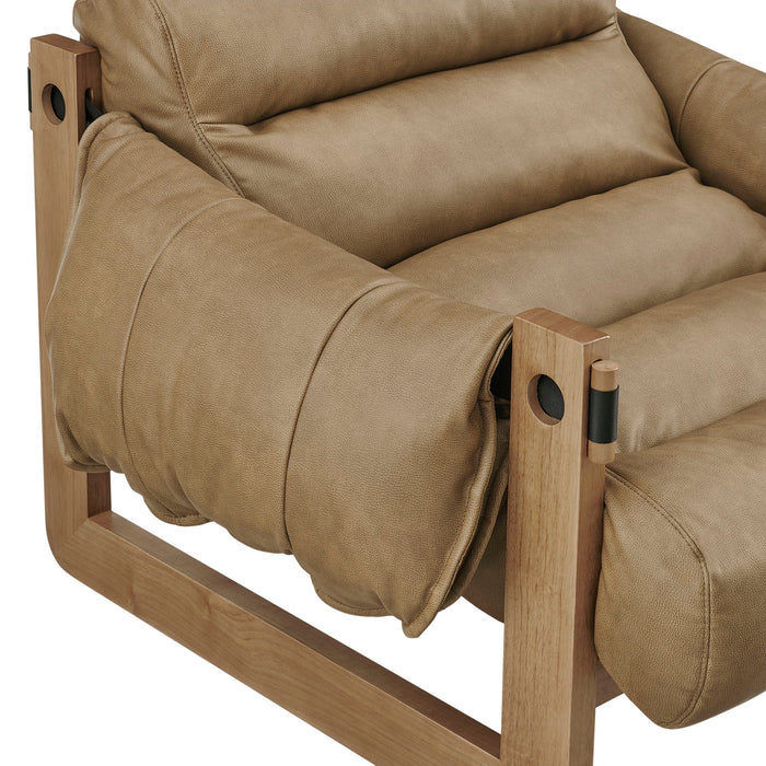 Modway Sorelle Vegan Leather Sling Lounge Chair in Toast - lifestyle view