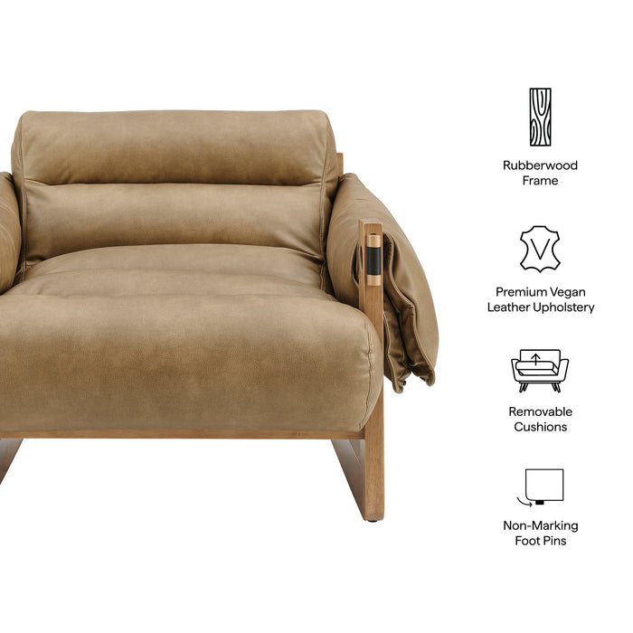 Modway Sorelle Vegan Leather Sling Lounge Chair in Toast - dimensions and specifications