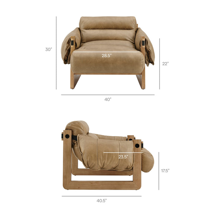 Modway Sorelle Vegan Leather Sling Lounge Chair in Toast - dimensions and specifications 16