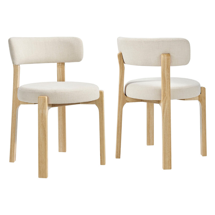Modway Marsha Upholstered Fabric Dining Chairs Set of 2 in Ecru - front view