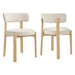 Modway Marsha Upholstered Fabric Dining Chairs Set of 2 in Ecru - front view