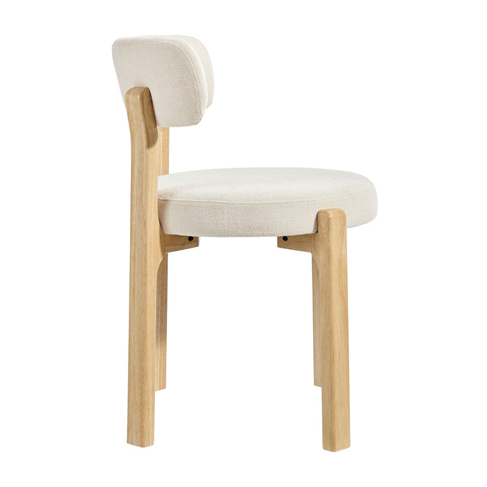 Modway Marsha Upholstered Fabric Dining Chairs Set of 2 in Ecru - side view