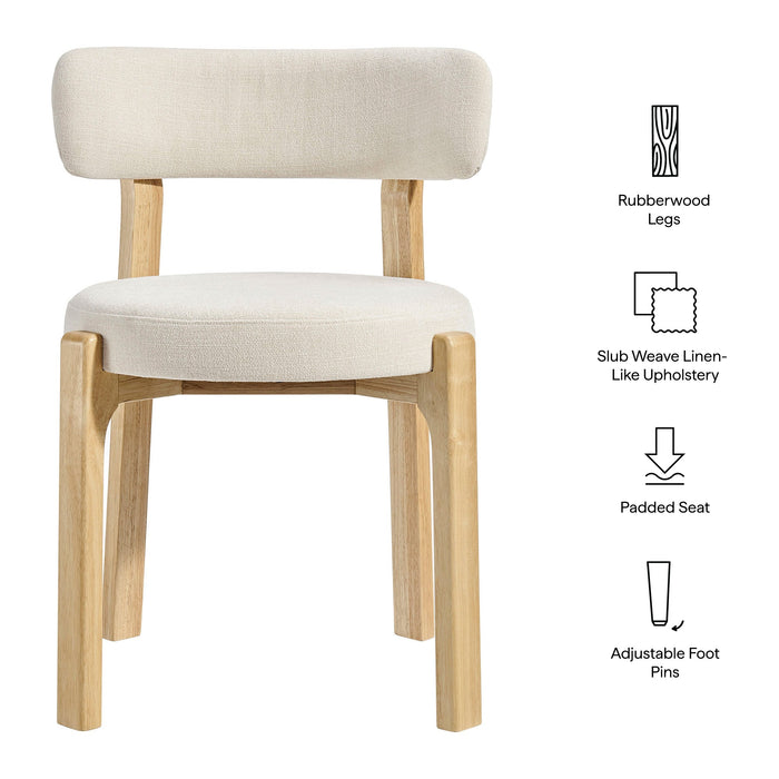 Modway Marsha Upholstered Fabric Dining Chairs Set of 2 in Ecru - dimensions and specifications