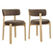 Modway Marsha Upholstered Fabric Dining Chairs Set of 2 in Mocha - front view