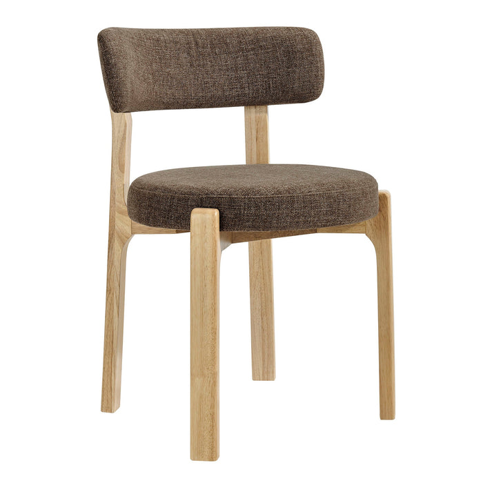 Modway Marsha Upholstered Fabric Dining Chairs Set of 2 in Mocha - angled view