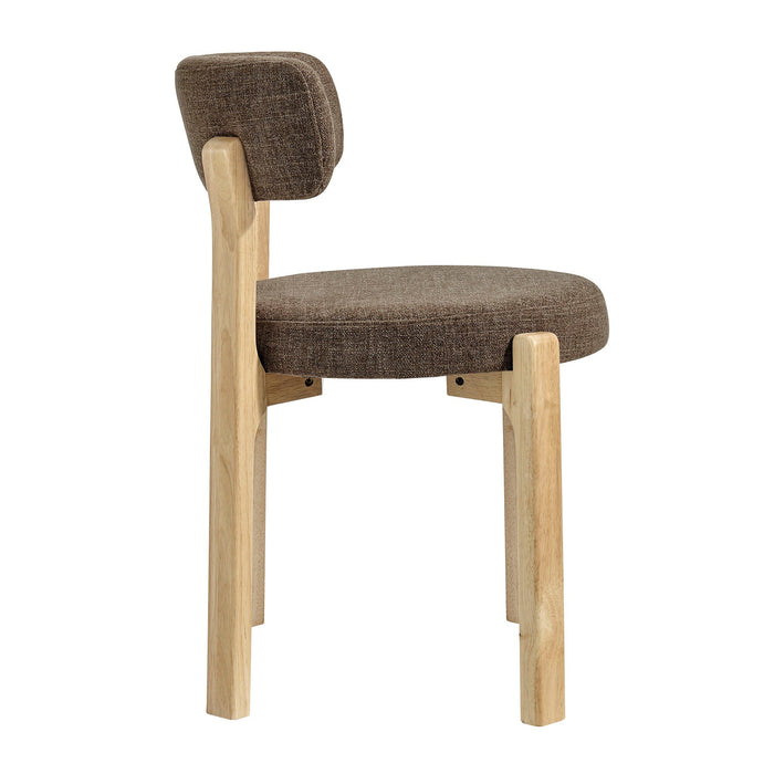 Modway Marsha Upholstered Fabric Dining Chairs Set of 2 in Mocha - side view