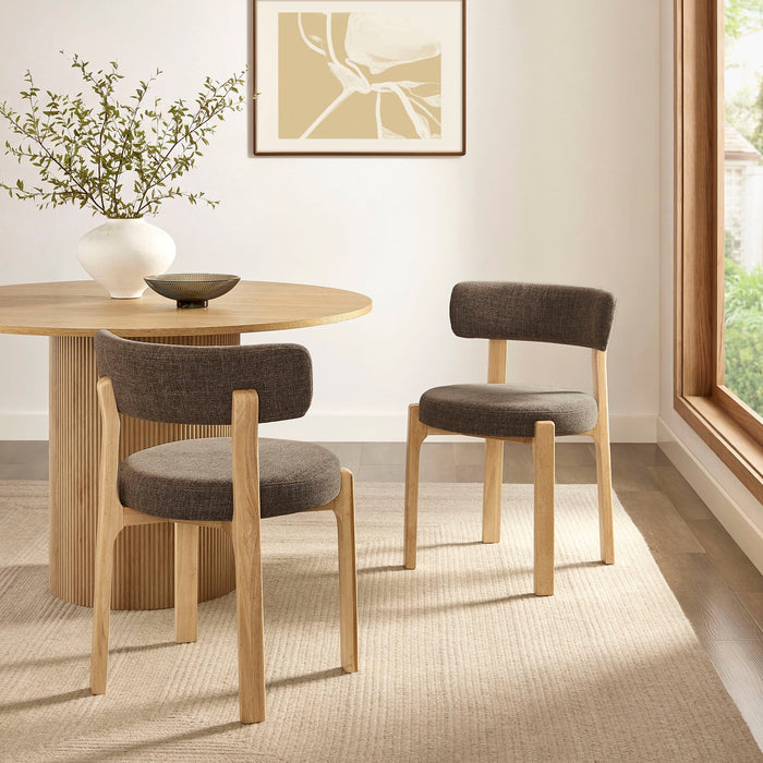 Modway Marsha Upholstered Fabric Dining Chairs Set of 2 in Mocha - lifestyle view 16