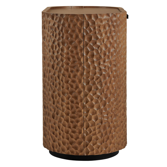 Modway Aven 36 Inch Chiseled Curved Wood 2 Door Accent Cabinet in Walnut - angled view