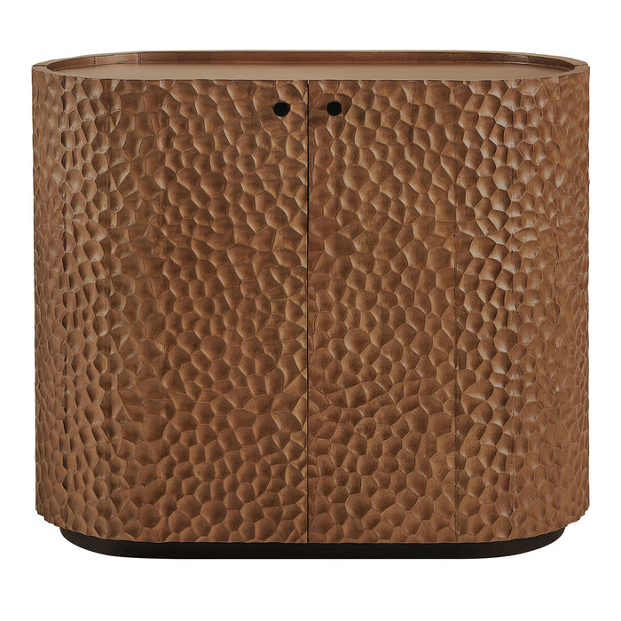 Modway Aven 36 Inch Chiseled Curved Wood 2 Door Accent Cabinet in Walnut - side view