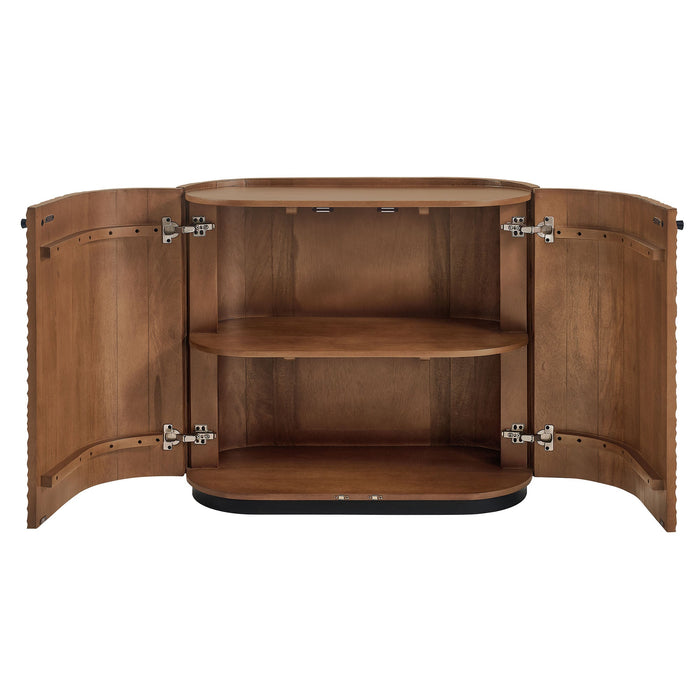 Modway Aven 36 Inch Chiseled Curved Wood 2 Door Accent Cabinet in Walnut - detail view