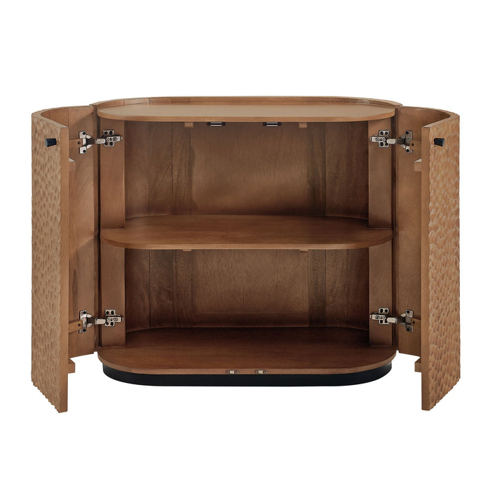 Modway Aven 36 Inch Chiseled Curved Wood 2 Door Accent Cabinet in Walnut - lifestyle view