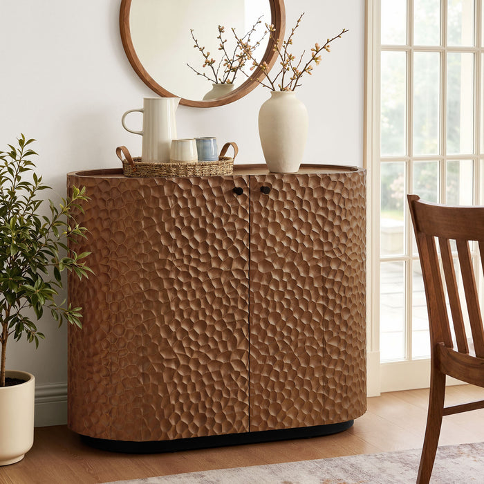 Modway Aven 36 Inch Chiseled Curved Wood 2 Door Accent Cabinet in Walnut - lifestyle view 8
