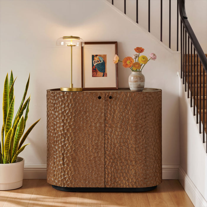 Modway Aven 36 Inch Chiseled Curved Wood 2 Door Accent Cabinet in Walnut - lifestyle view 9