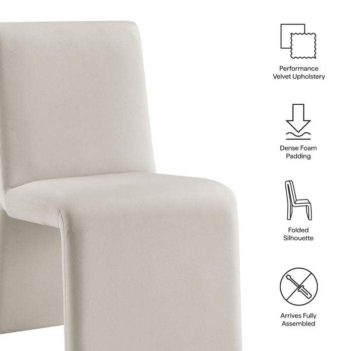 Emory Performance Velvet Dining Side Chair Set of 2 Alabaster