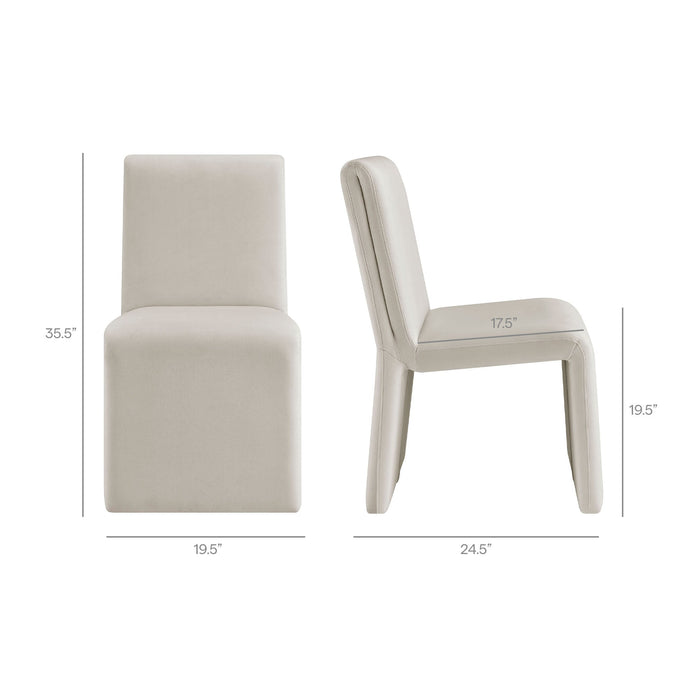 Emory Performance Velvet Dining Side Chair Set of 2 Alabaster