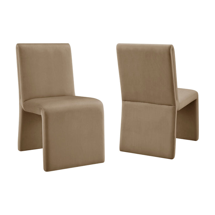 Emory Performance Velvet Dining Side Chair Set of 2 Taupe