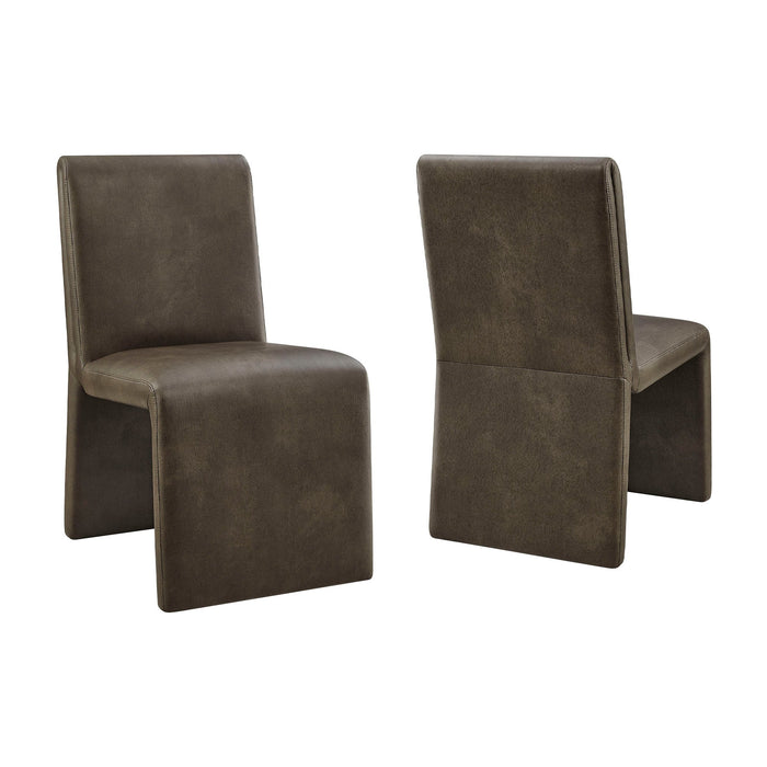 Emory Vegan Leather Dining Side Chair Set of 2 Mushroom