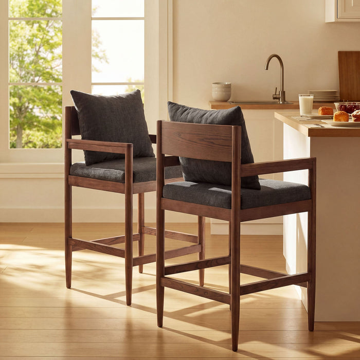 Remington Wood Counter Stool Set of 2 Charcoal