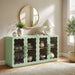 Modway Rory 62 Inch Four-Door Scalloped Glass Sideboard in Sage Walnut - lifestyle view 26