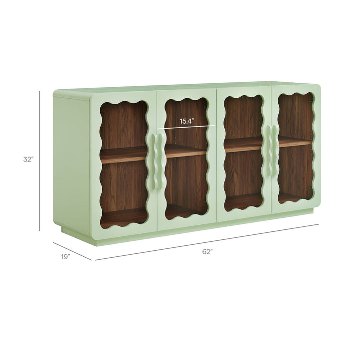 Modway Rory 62 Inch Four-Door Scalloped Glass Sideboard in Sage Walnut - dimensions and specifications 32