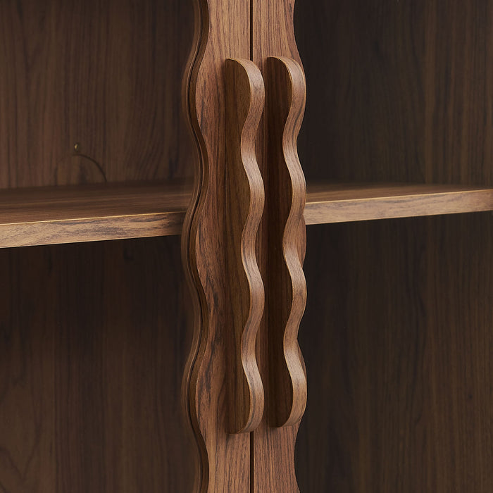Modway Rory 62 Inch Four-Door Scalloped Glass Sideboard in Walnut - lifestyle view