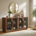 Modway Rory 62 Inch Four-Door Scalloped Glass Sideboard in Walnut - lifestyle view 27