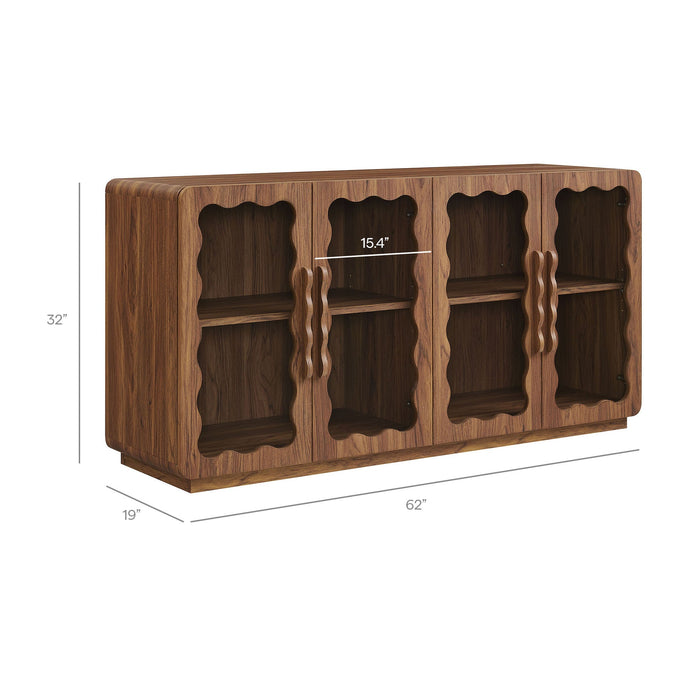 Modway Rory 62 Inch Four-Door Scalloped Glass Sideboard in Walnut - dimensions and specifications 34