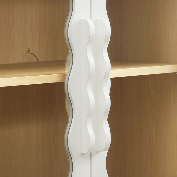 Modway Rory 62 Inch Four-Door Scalloped Glass Sideboard in White Oak - lifestyle view