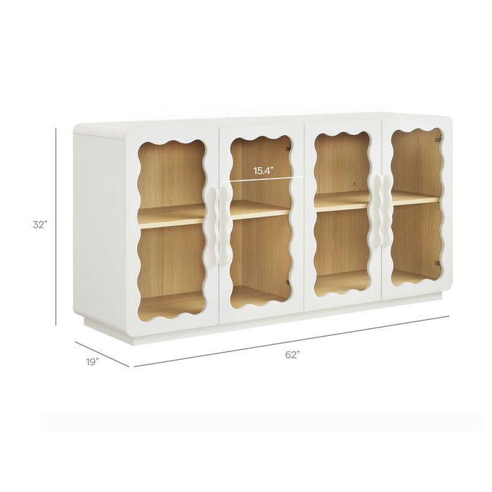 Modway Rory 62 Inch Four-Door Scalloped Glass Sideboard in White Oak - dimensions and specifications 36