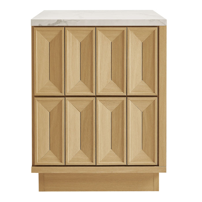 Modway Mabry 23 Inch Geometric Faceted Two Drawer Nightstand in Oak - angled view