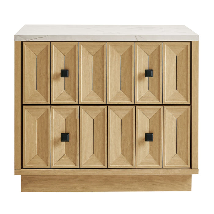 Modway Mabry 23 Inch Geometric Faceted Two Drawer Nightstand in Oak - side view