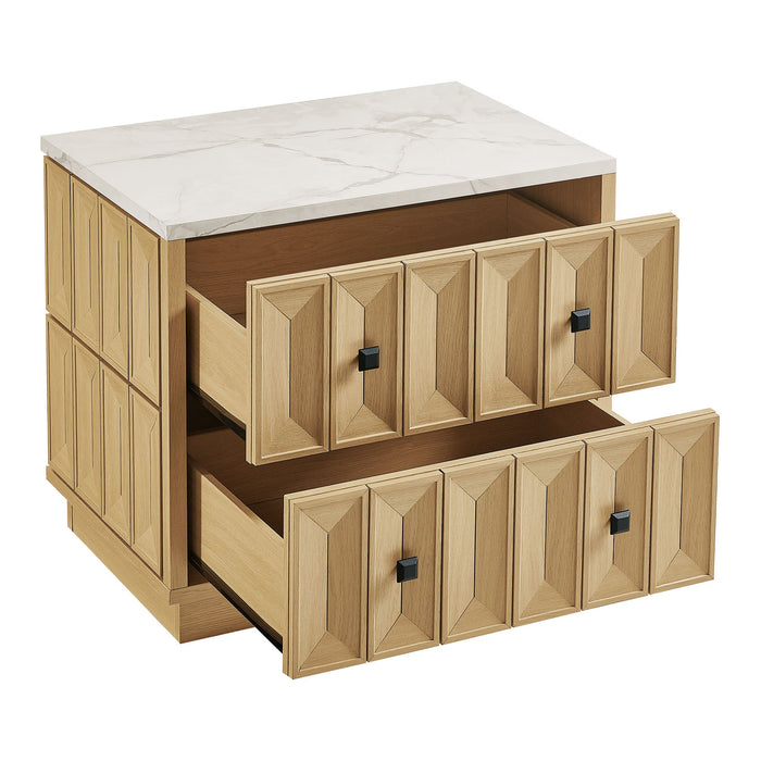 Modway Mabry 23 Inch Geometric Faceted Two Drawer Nightstand in Oak - detail view
