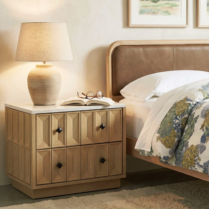 Modway Mabry 23 Inch Geometric Faceted Two Drawer Nightstand in Oak - lifestyle view 28