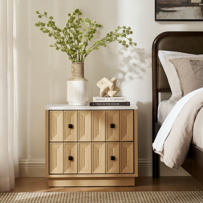 Modway Mabry 23 Inch Geometric Faceted Two Drawer Nightstand in Oak - lifestyle view 32