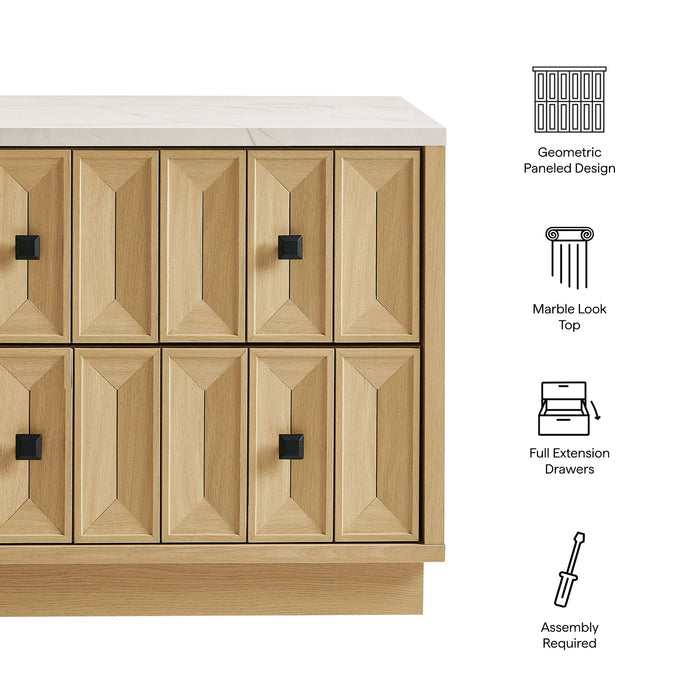 Modway Mabry 23 Inch Geometric Faceted Two Drawer Nightstand in Oak - dimensions and specifications
