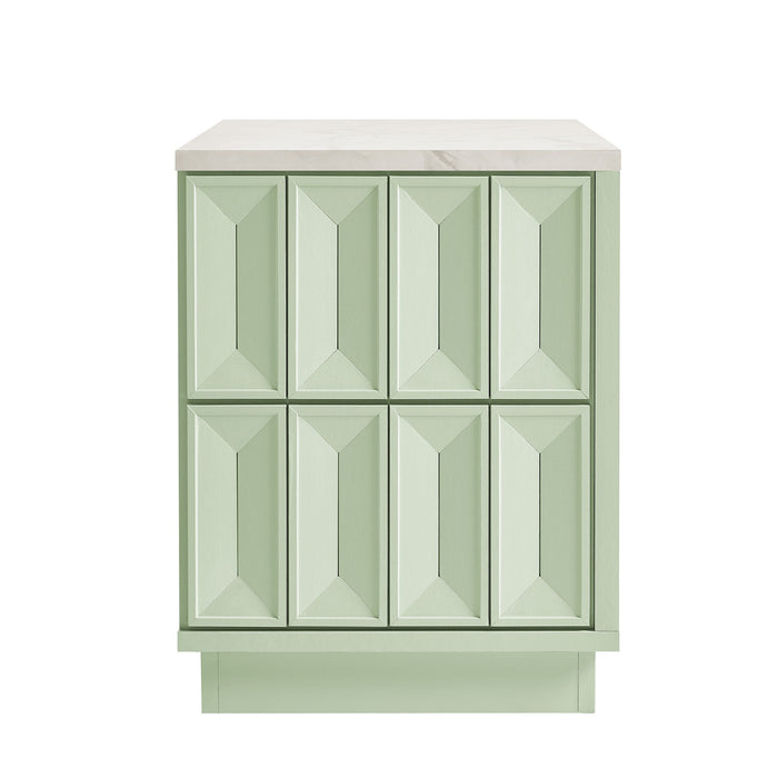 Modway Mabry 23 Inch Geometric Faceted Two Drawer Nightstand in Sage - angled view