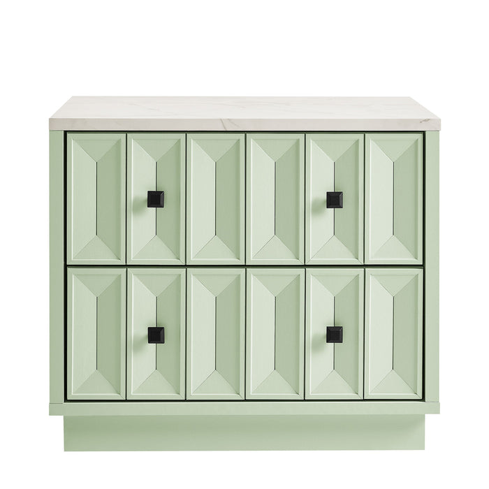 Modway Mabry 23 Inch Geometric Faceted Two Drawer Nightstand in Sage - side view