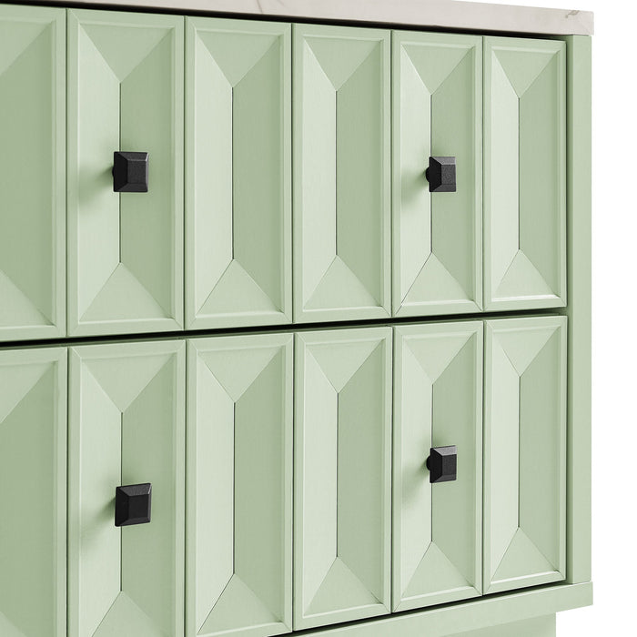 Modway Mabry 23 Inch Geometric Faceted Two Drawer Nightstand in Sage - lifestyle view