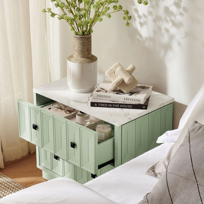 Modway Mabry 23 Inch Geometric Faceted Two Drawer Nightstand in Sage - lifestyle view 23