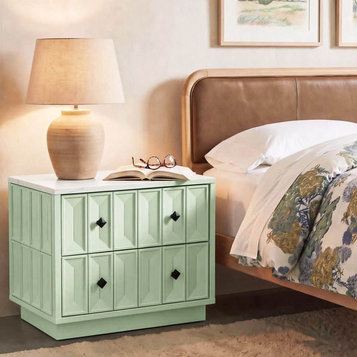 Modway Mabry 23 Inch Geometric Faceted Two Drawer Nightstand in Sage - lifestyle view 27
