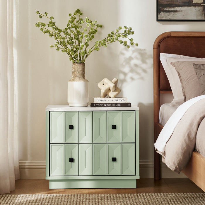 Modway Mabry 23 Inch Geometric Faceted Two Drawer Nightstand in Sage - lifestyle view 31