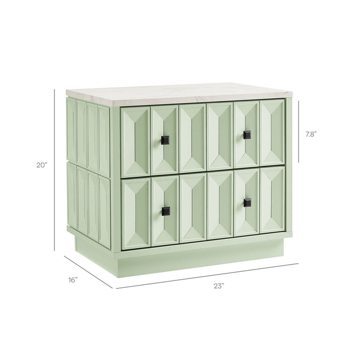 Modway Mabry 23 Inch Geometric Faceted Two Drawer Nightstand in Sage - dimensions and specifications 38
