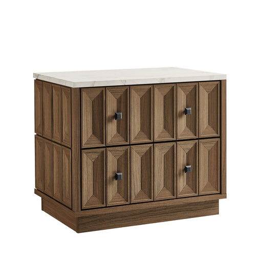 Modway Mabry 23 Inch Geometric Faceted Two Drawer Nightstand in Walnut - front view