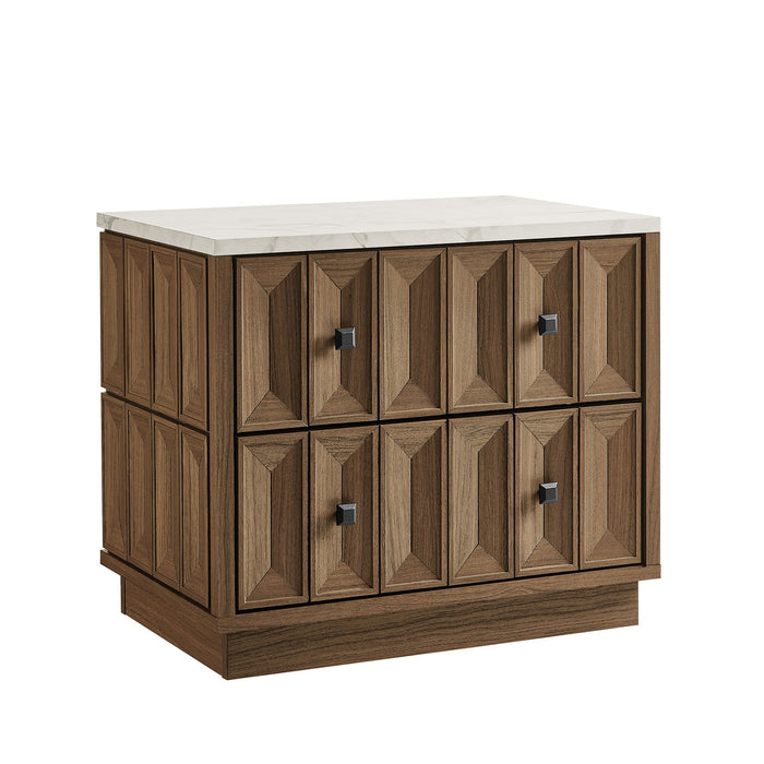 Modway Mabry 23 Inch Geometric Faceted Two Drawer Nightstand in Walnut - front view